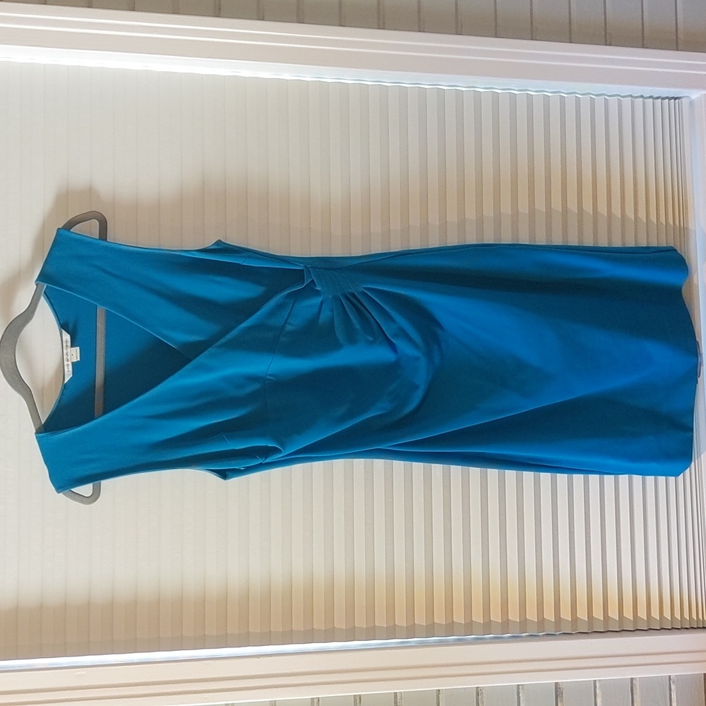 DVF teal sleeveless shift dress